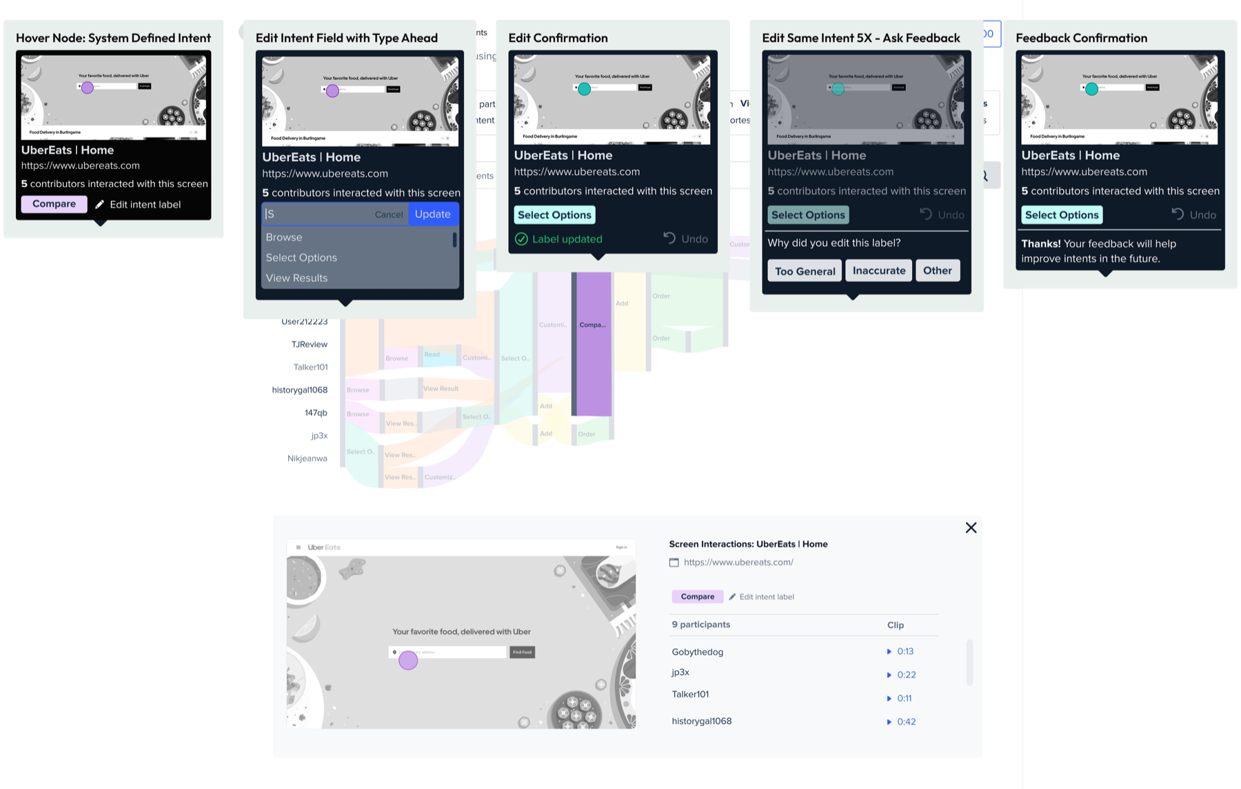 Editing an Intent label and giving AI feedback