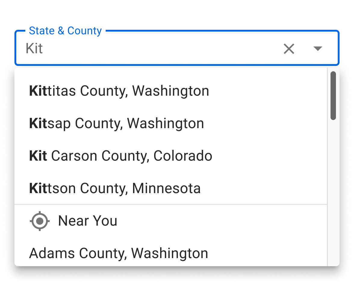 Location recognition and autocomplete when choosing a coverage area